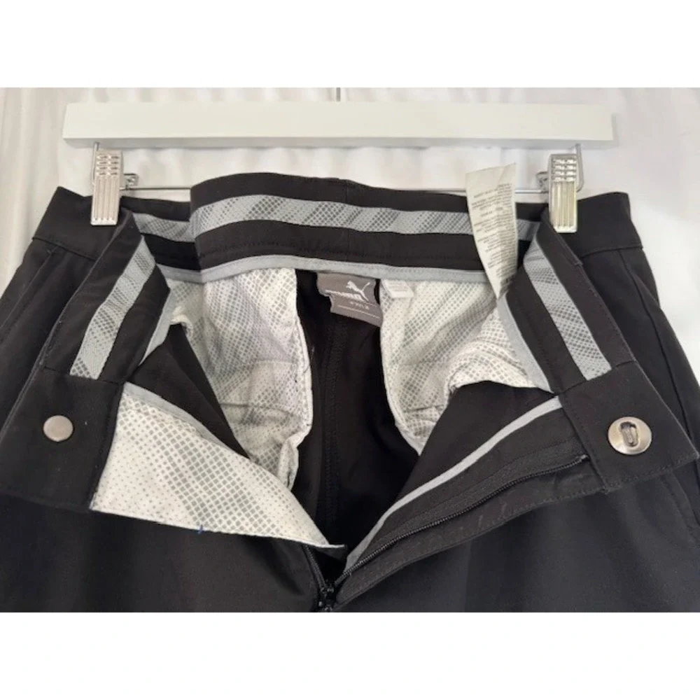 Puma Mens Golf Pants Black‎ Solid Flat Front Golf Activewear - W34 L30